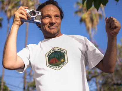 Step Off the Grid T-Shirt – Mental Health Matters Camping Tee