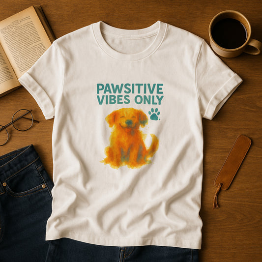 Pawsitive Vibes Only T-Shirt - Dog Lover Mental Wellness Tee