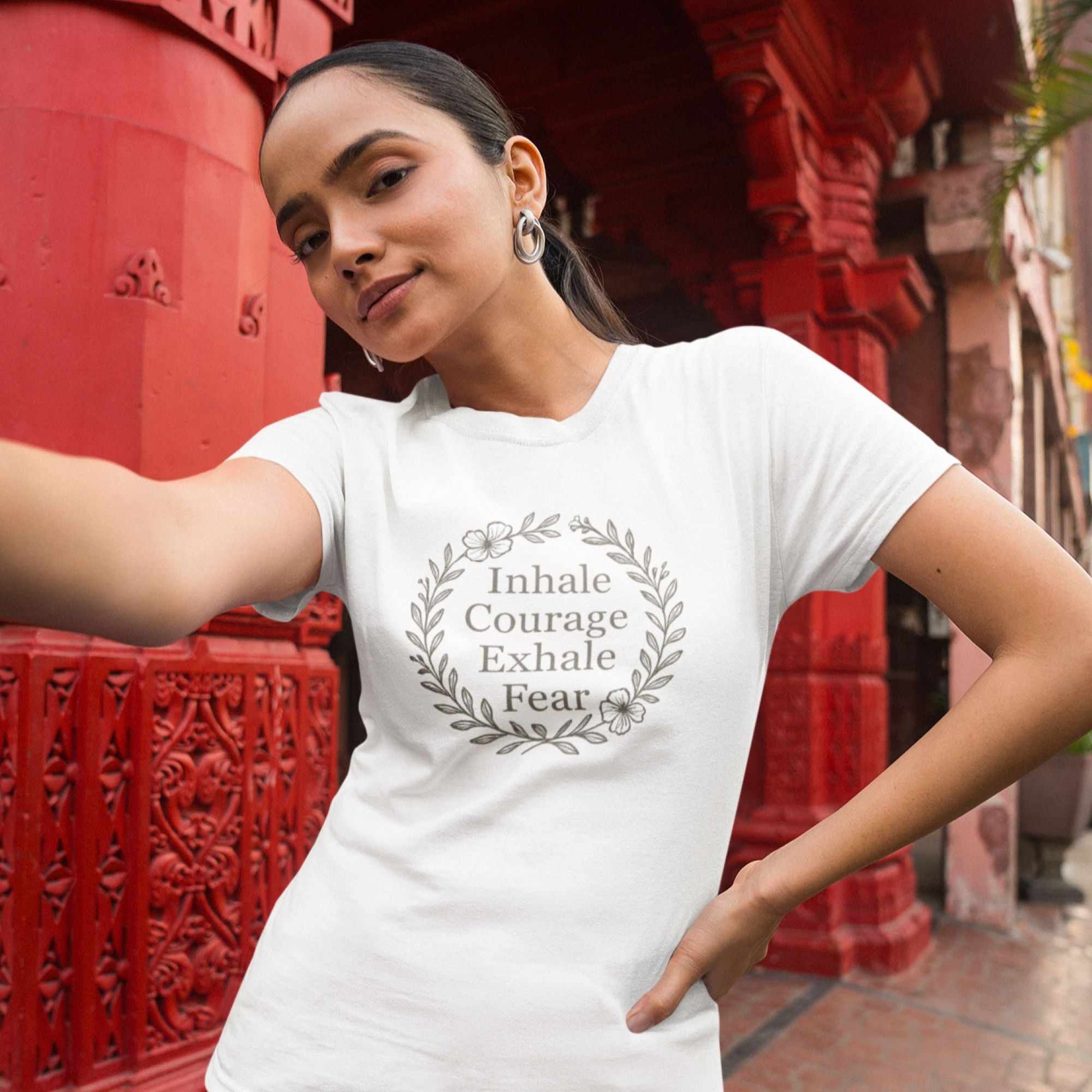Inhale Courage, Exhale Fear – Mindful Reminder Tee