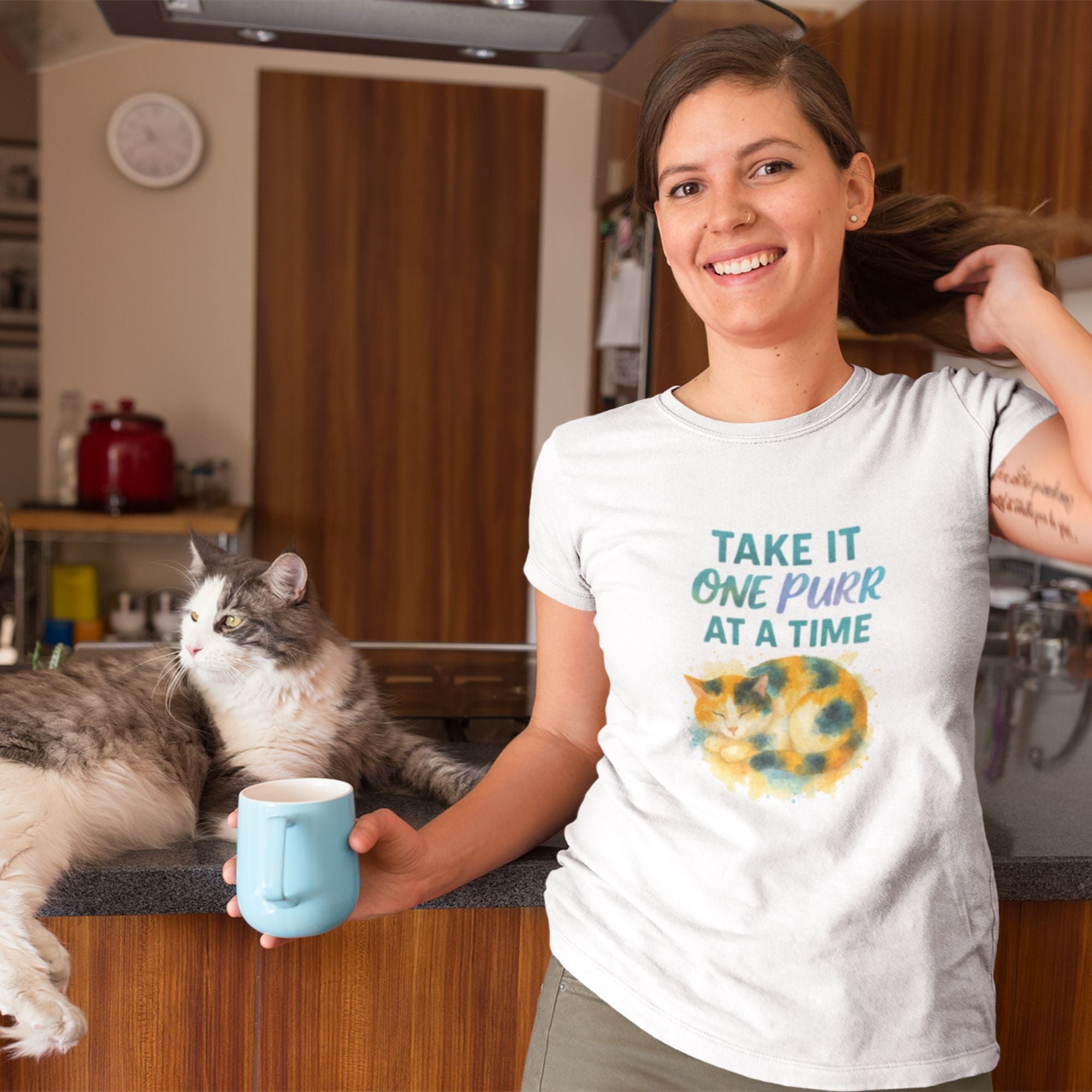 One Purr at a Time – Cat Encouragement Tee