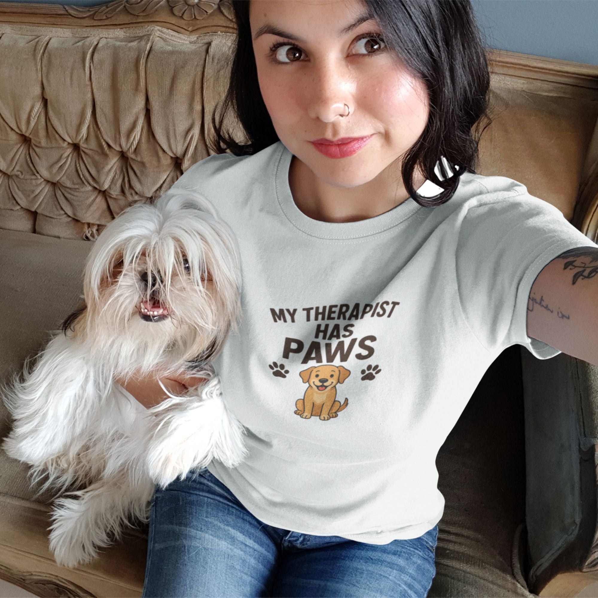 My Therapist Has Paws – Dog Comfort Tee
