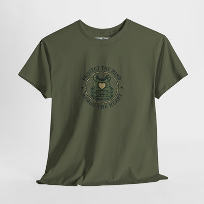 Protect the Mind, Armor the Heart T-Shirt – Military Strength & Resilience  Tee
