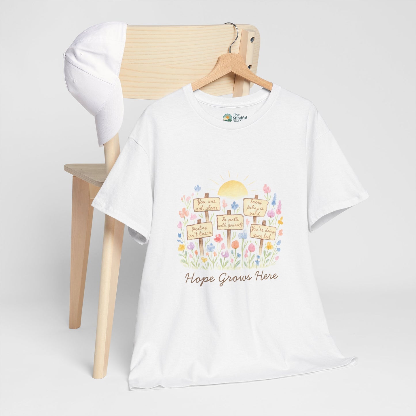 Hope Grows Here T-Shirt – Floral Self-Care Tee