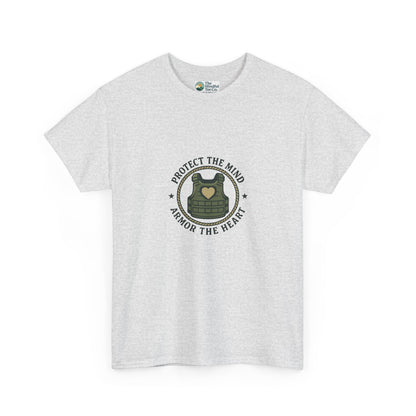 Protect the Mind, Armor the Heart T-Shirt – Military Strength & Resilience  Tee