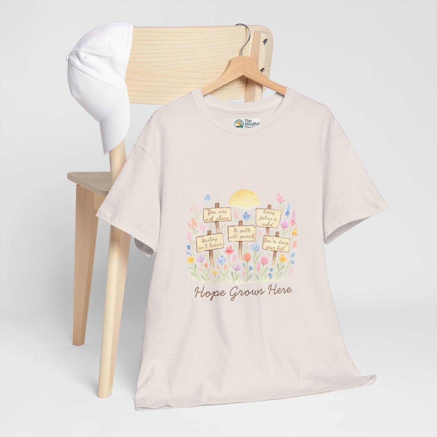 Hope Grows Here T-Shirt – Floral Self-Care Tee