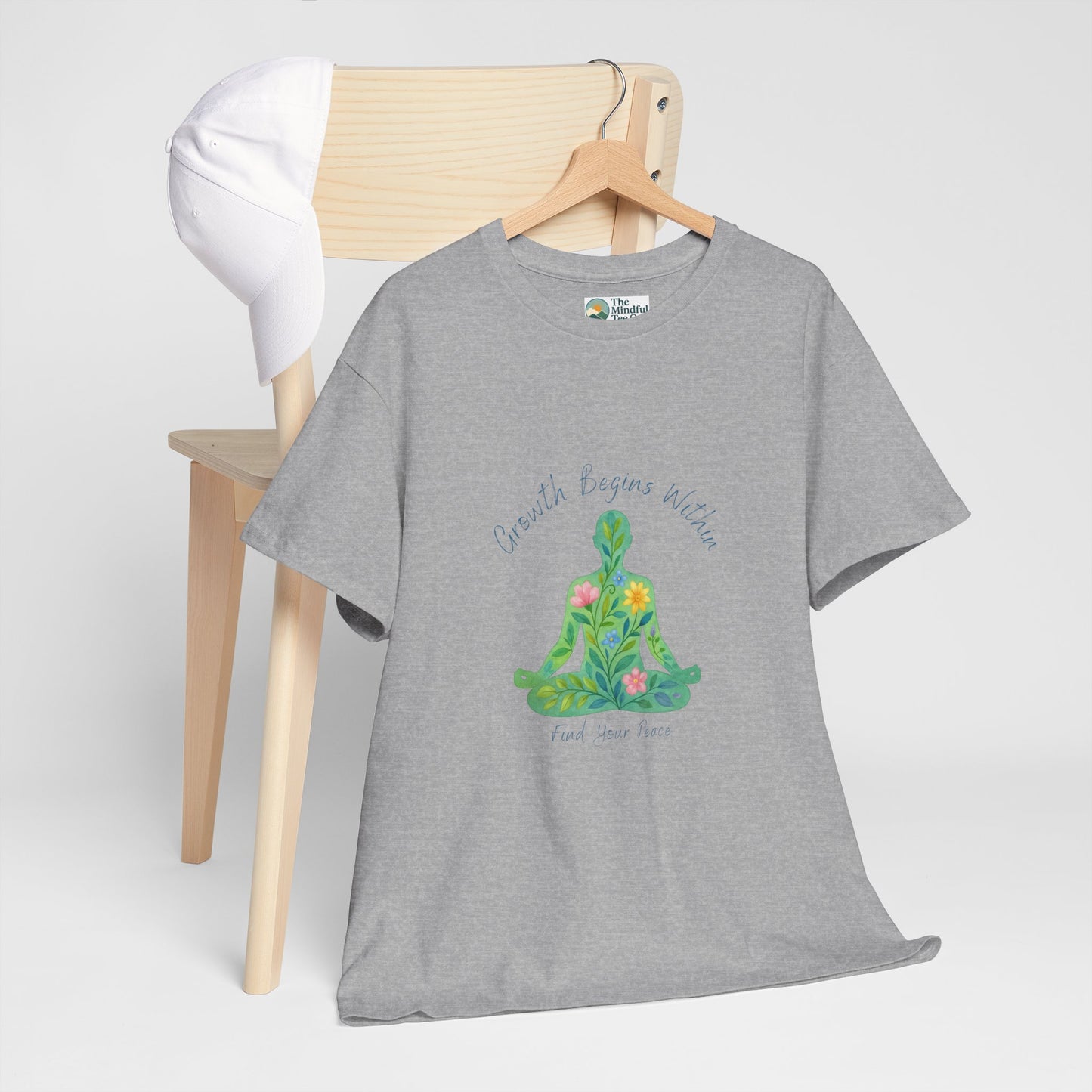 Growth Begins Within T-Shirt - Floral Yoga & Meditation Tee