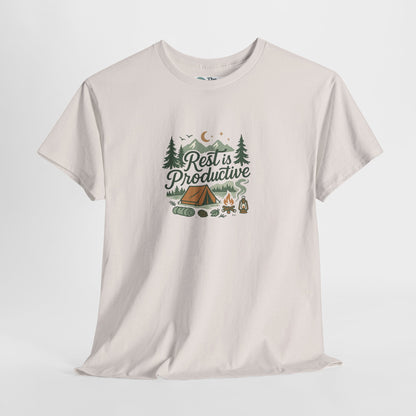 Rest Is Productive T-Shirt – Camping Mindfulness Tee