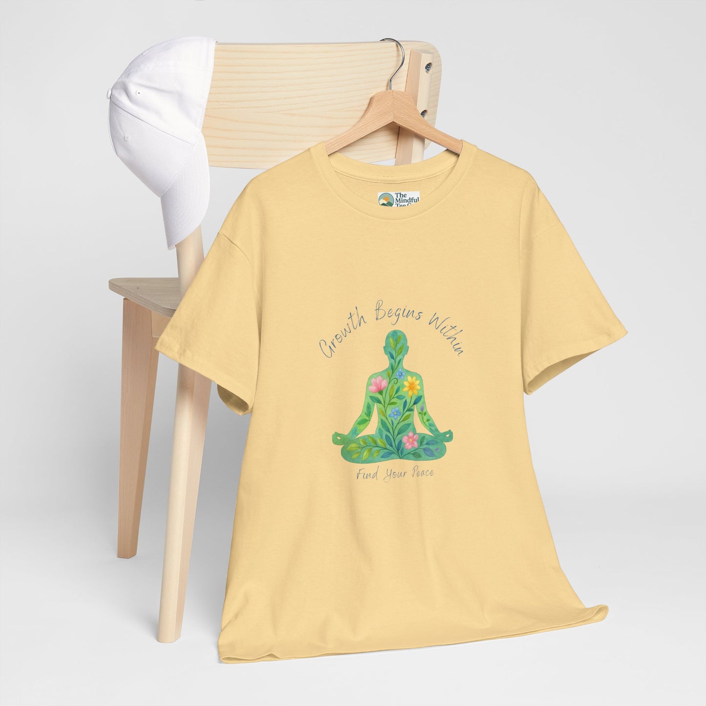 Growth Begins Within T-Shirt - Floral Yoga & Meditation Tee