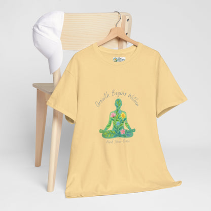 Growth Begins Within T-Shirt - Floral Yoga & Meditation Tee