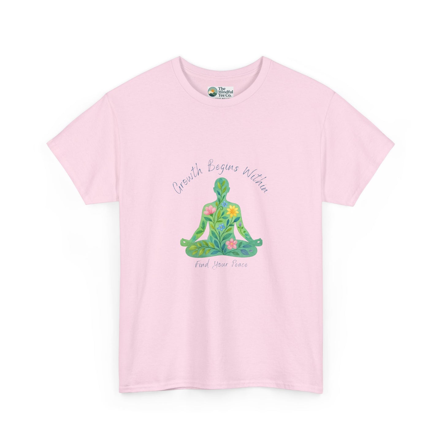 Growth Begins Within T-Shirt - Floral Yoga & Meditation Tee