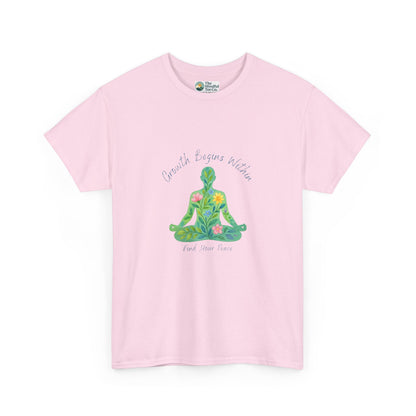 Growth Begins Within T-Shirt - Floral Yoga & Meditation Tee