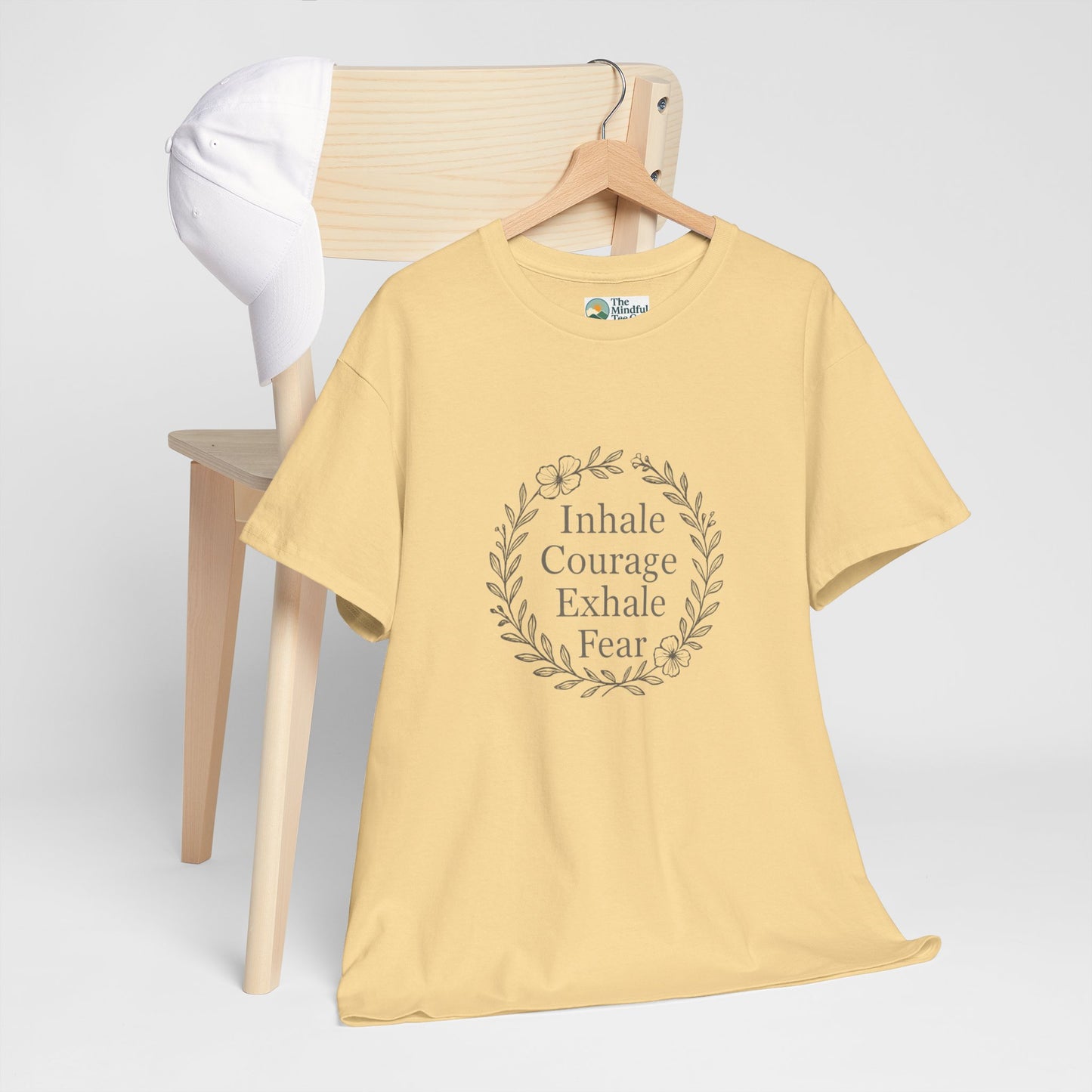 Inhale Courage, Exhale Fear T-Shirt – Inspirational Floral Tee