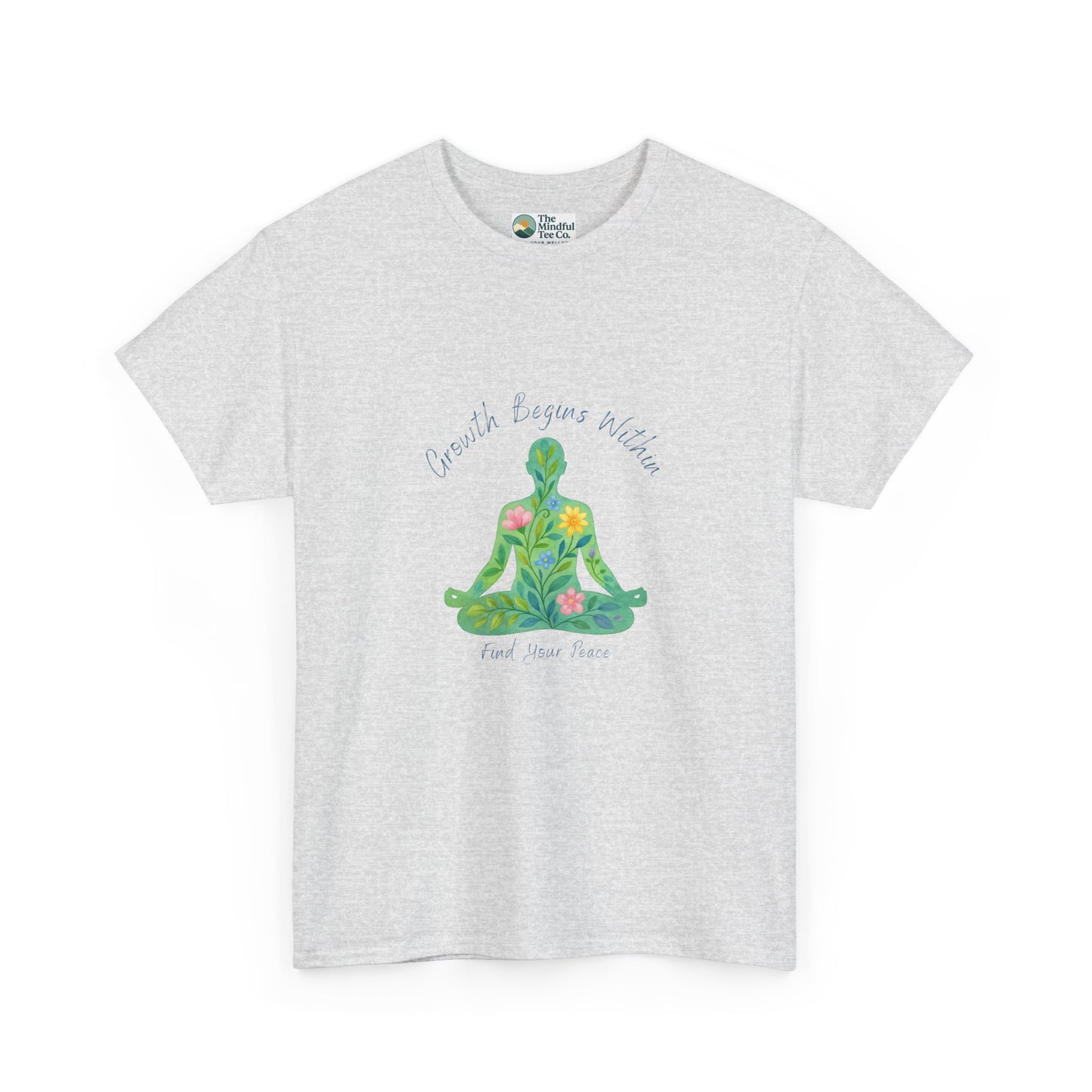 Growth Begins Within T-Shirt - Floral Yoga & Meditation Tee