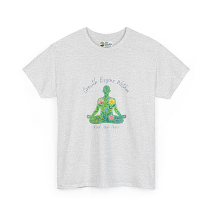 Growth Begins Within T-Shirt - Floral Yoga & Meditation Tee