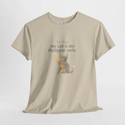 Low Key, My Cat Is My Therapist Now T-Shirt – Funny Cat Tee