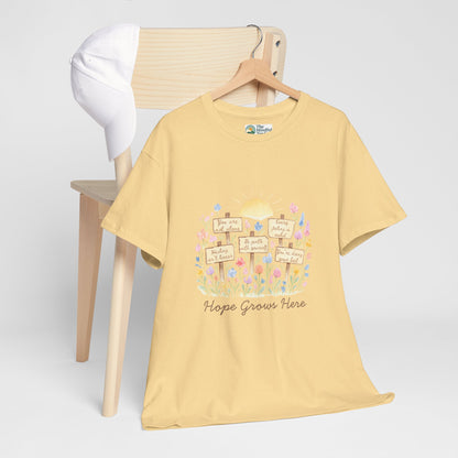 Hope Grows Here T-Shirt – Floral Self-Care Tee