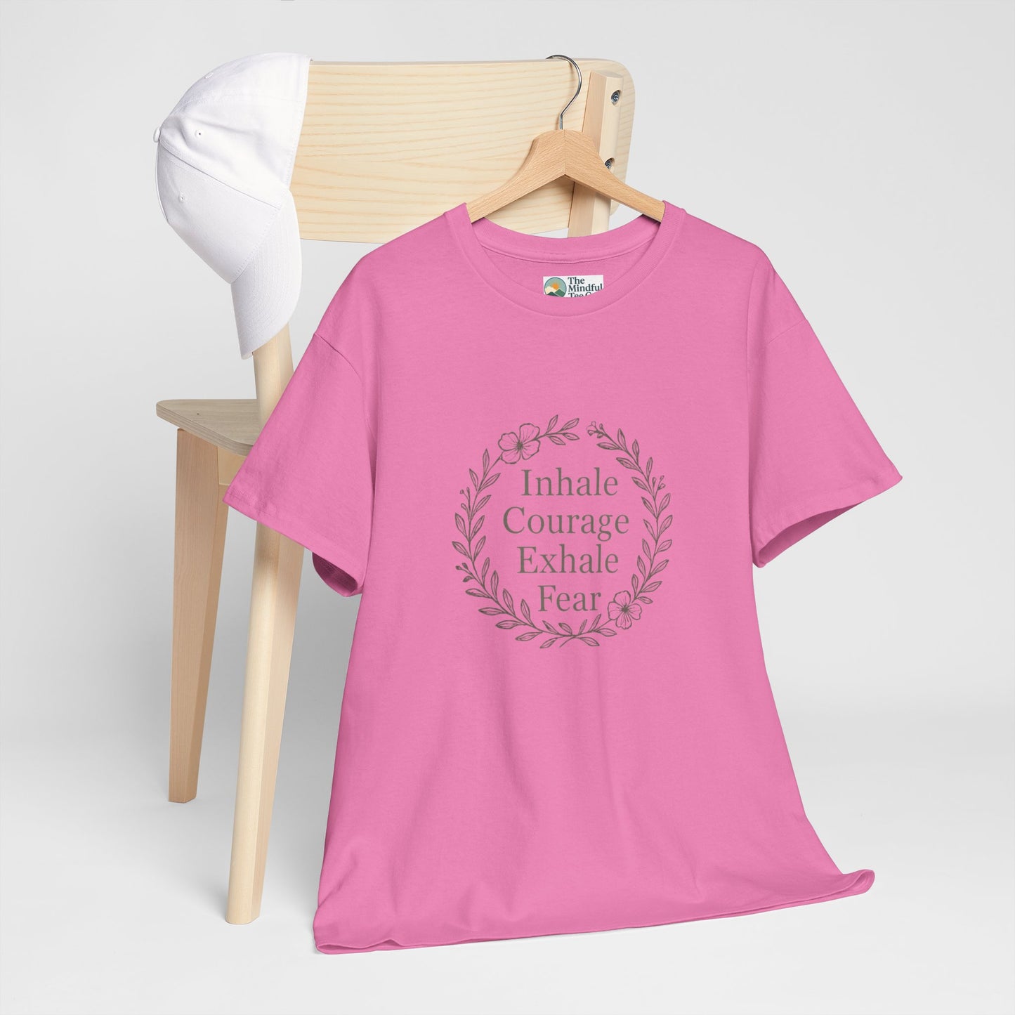 Inhale Courage, Exhale Fear T-Shirt – Inspirational Floral Tee