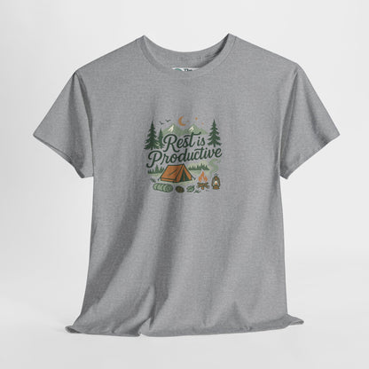 Rest Is Productive T-Shirt – Camping Mindfulness Tee