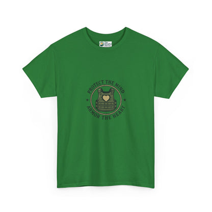 Protect the Mind, Armor the Heart T-Shirt – Military Strength & Resilience  Tee