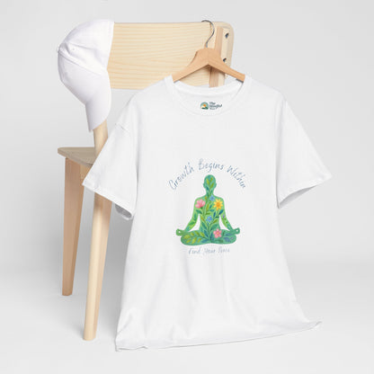 Growth Begins Within T-Shirt - Floral Yoga & Meditation Tee