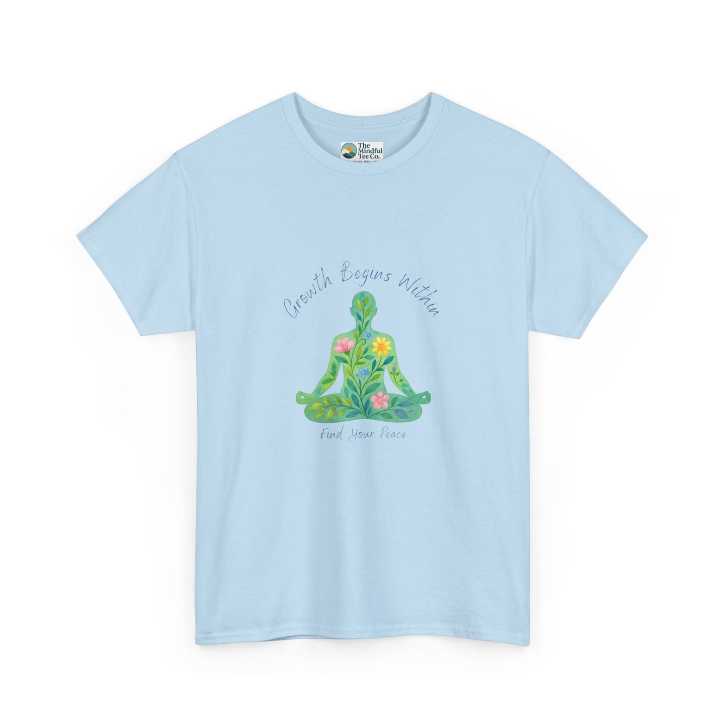 Growth Begins Within T-Shirt - Floral Yoga & Meditation Tee