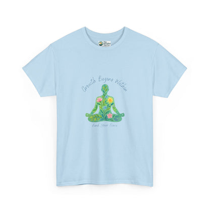 Growth Begins Within T-Shirt - Floral Yoga & Meditation Tee