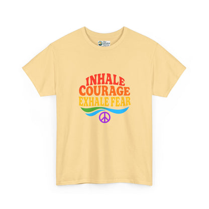 Inhale Courage, Exhale Fear T-Shirt – Retro Affirmation Tee