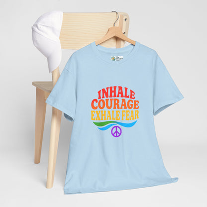 Inhale Courage, Exhale Fear T-Shirt – Retro Affirmation Tee