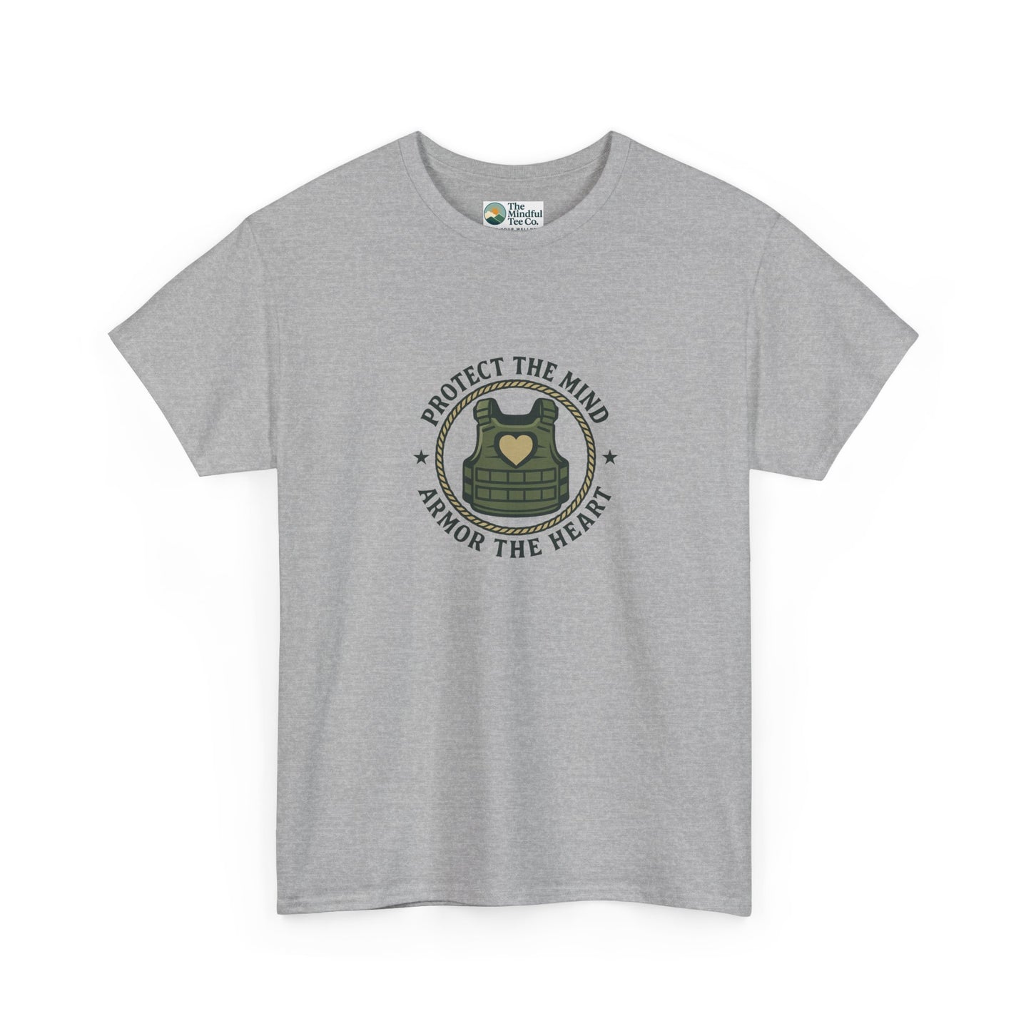 Protect the Mind, Armor the Heart T-Shirt – Military Strength & Resilience  Tee