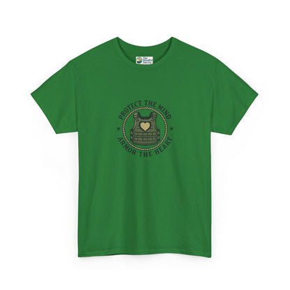 Protect the Mind, Armor the Heart T-Shirt – Military Strength & Resilience  Tee