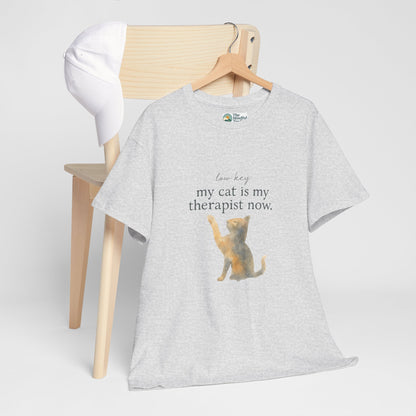 Low Key, My Cat Is My Therapist Now T-Shirt – Funny Cat Tee
