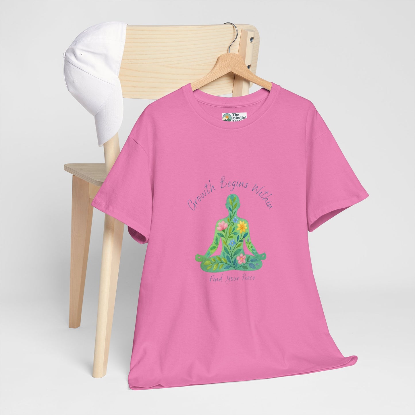 Growth Begins Within T-Shirt - Floral Yoga & Meditation Tee