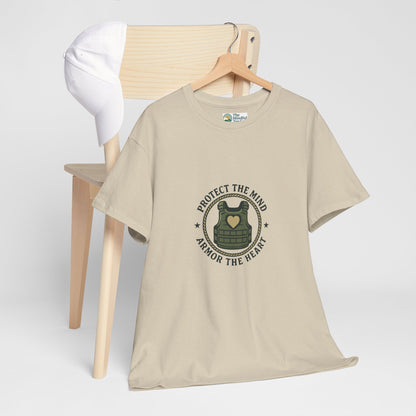 Protect the Mind, Armor the Heart T-Shirt – Military Strength & Resilience  Tee