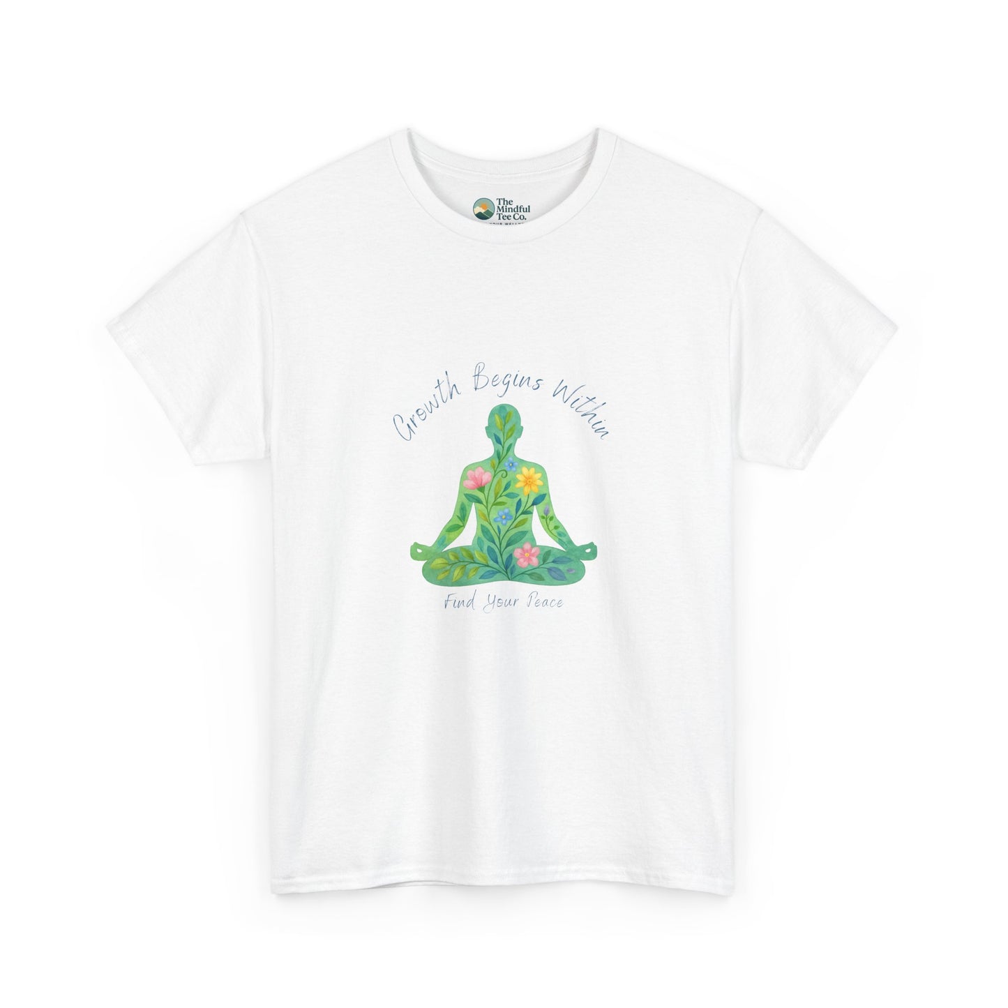 Growth Begins Within T-Shirt - Floral Yoga & Meditation Tee