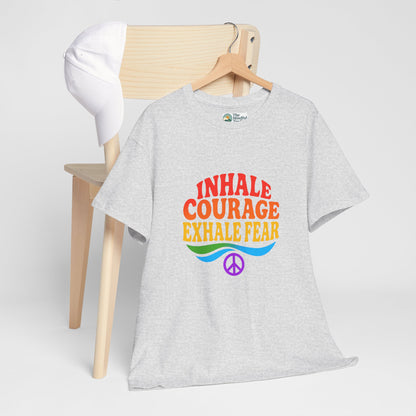 Inhale Courage, Exhale Fear T-Shirt – Retro Affirmation Tee