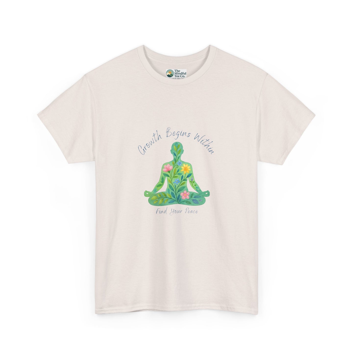 Growth Begins Within T-Shirt - Floral Yoga & Meditation Tee