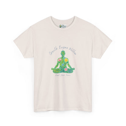 Growth Begins Within T-Shirt - Floral Yoga & Meditation Tee